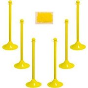 Global Equipment Mr. Chain Light Duty Plastic Stanchion Kit With 2"x50'L Chain, 41"H, Yellow, 6 Pack 71002-6